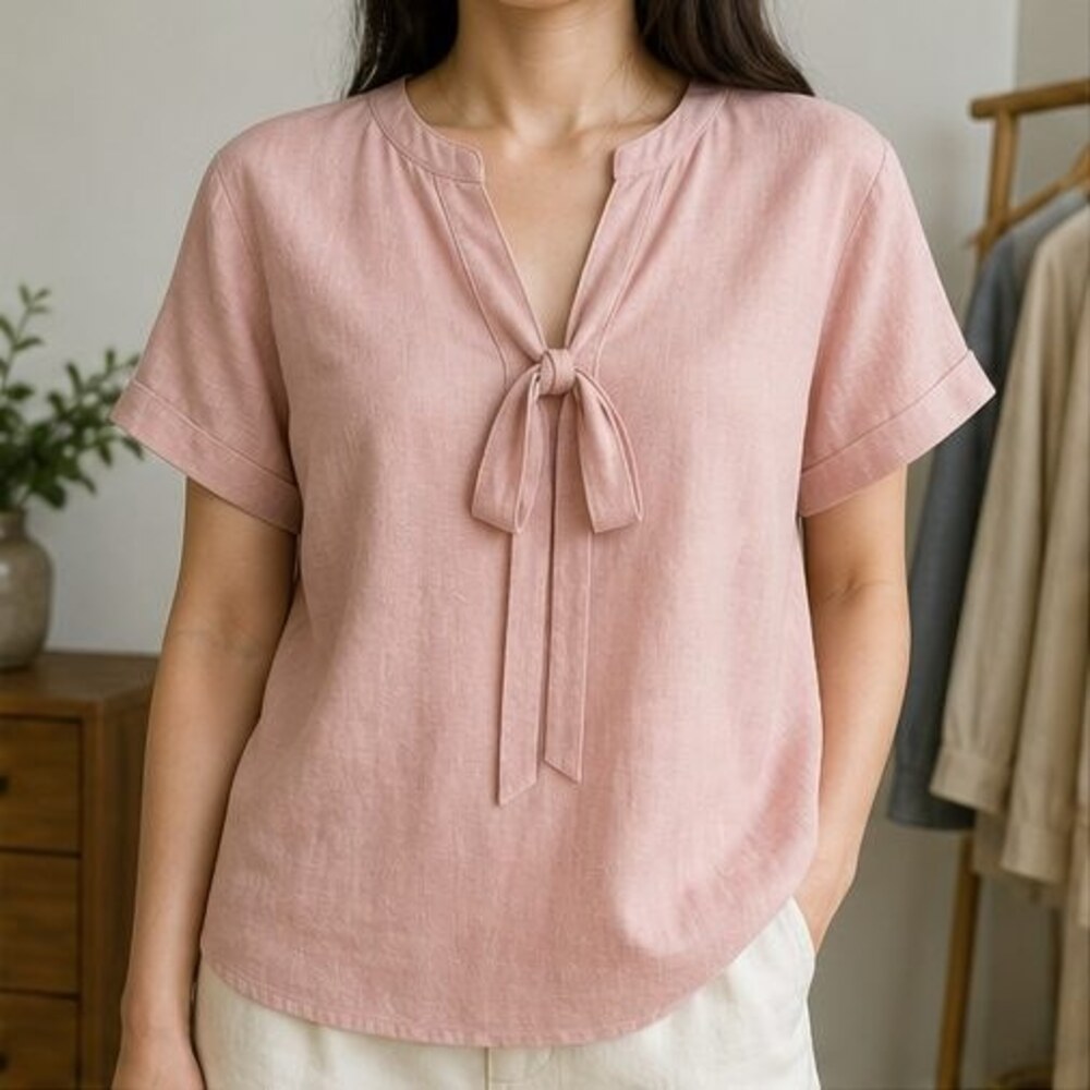 Blush Button Blouse - Picture 2 of 6